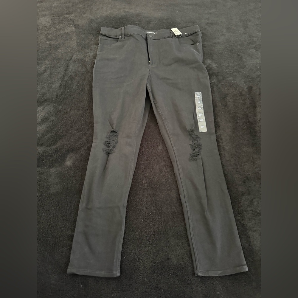 Express Black Distressed Skinny Jeans